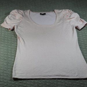BY Design Size L Pale Pink Scoop Neck Ruched  Short Sleeve Top